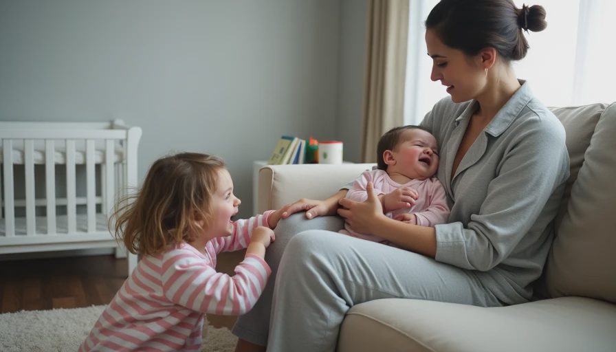 What to Do When Your Toddler Melts Down the Second the Baby Needs You